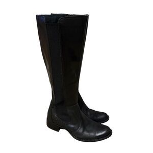 Born Leather Boots Size 7 M Valentina Black Riding Knee High Full Zip